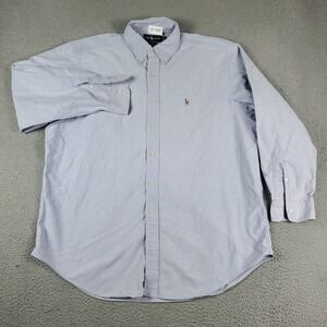 Ralph Lauren Shirt Mens Size 17 Blue Pony Dress Button Up Long Sleeve *